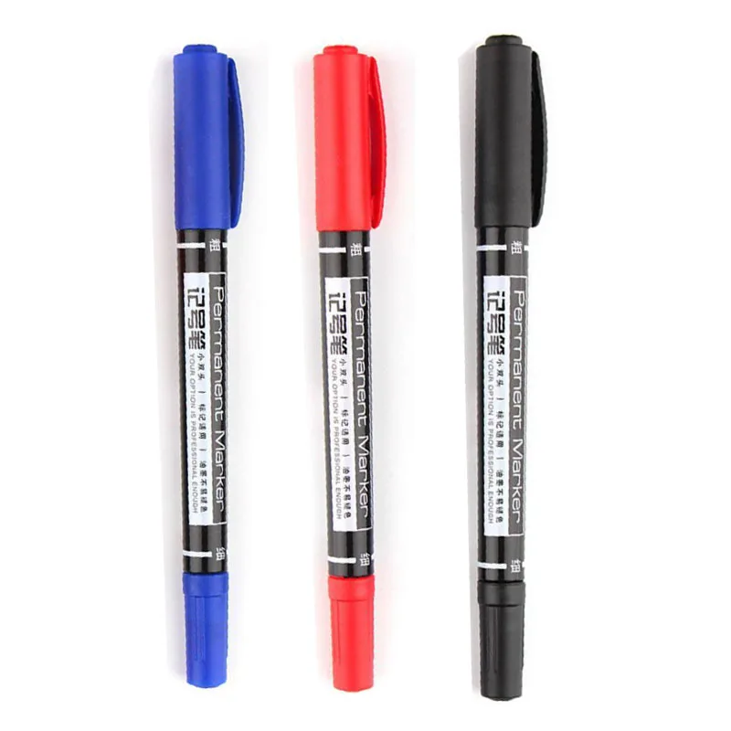 Marqueurs permanents Deli 6824, stylo à double pointe, 0.5mm/1mm, noir, bleu, rouge, résistant à l'eau, séchage rapide, marqueur permanent double face, 1 à 3 pièces