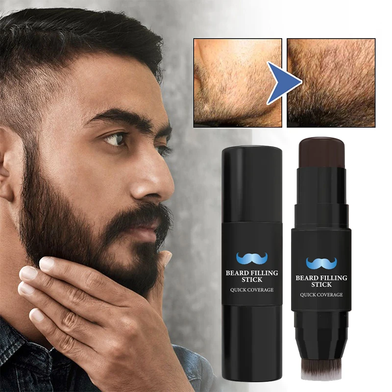 Beard Color Filling Stick with Brush Head 2 in 1 Waterproof Natural Thick Hair Filling Stick