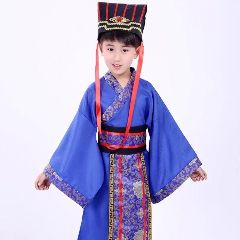 Hanfu-Vêtements de Performance pour Garçons, Vêtements de Prairie, Style Traditionnel Chinois, Costume de Scène pour Enfants, Cosplay, Noir, Rouge, Blanc