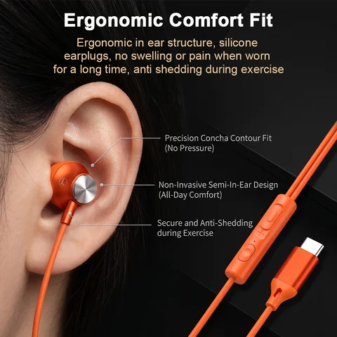 For iPhone Wired Headphones In Ear Earphones HiFi Surround Sound USB Type C 3.5mm Earplugs For Apple 17 Pro Max 16 15 Puls iPad