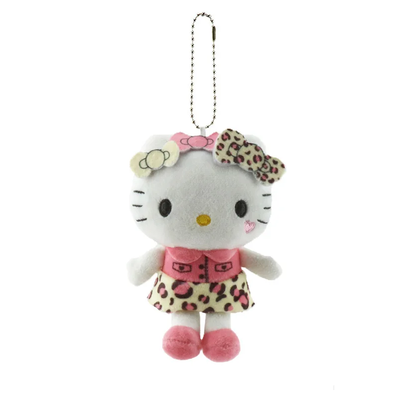 22CM Anime Hello Kitty zwart lederen serie pluche pop, PP katoen gevuld kussen, Kawaii auto decoratief ornament, vakantiecadeau