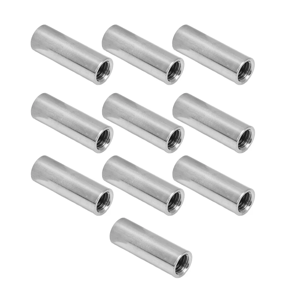 10pcs Female Thread Coupling Nut Metric Fastene Round Shape Round Rod Connector Fully Threaded Nut Industrial Assembly