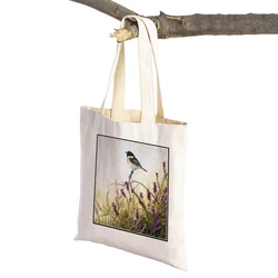 Watercolor Fox Bird Squirrel Women Shopping Bags Handbag Eco Canvas European Sexy Lady Tote Casual Supermarket Shopper Bag