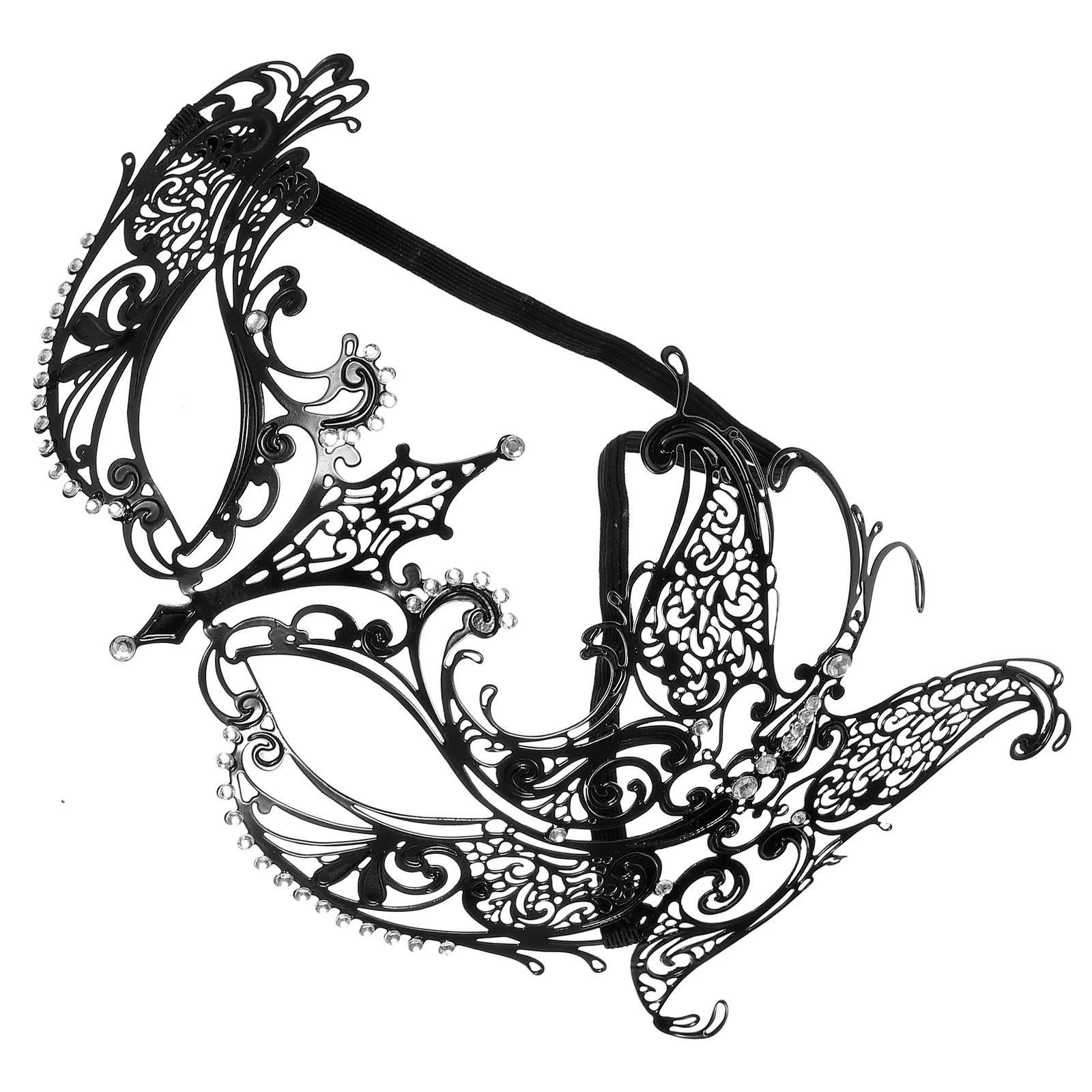 

Butterfly Rhinestone Metallic Masquerade Mask for Women Light Blue Black Halloween Costume Party Prop Carnival Accessory