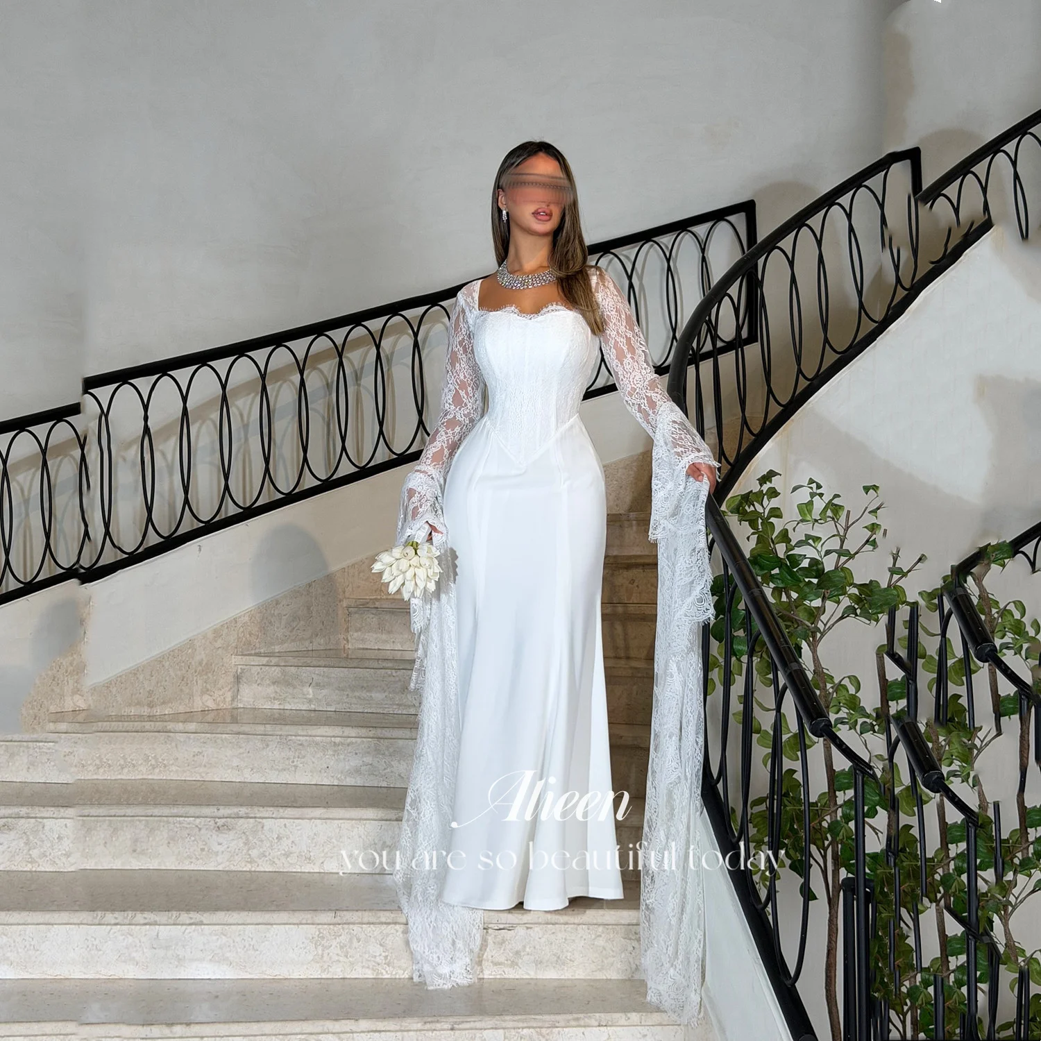 Aileen dentelle robes de soirée élégantes 2025 ivoire blanc robe de soirée pour femmes sirène فساتmaveraRobes de mariée pour les fêtes bal