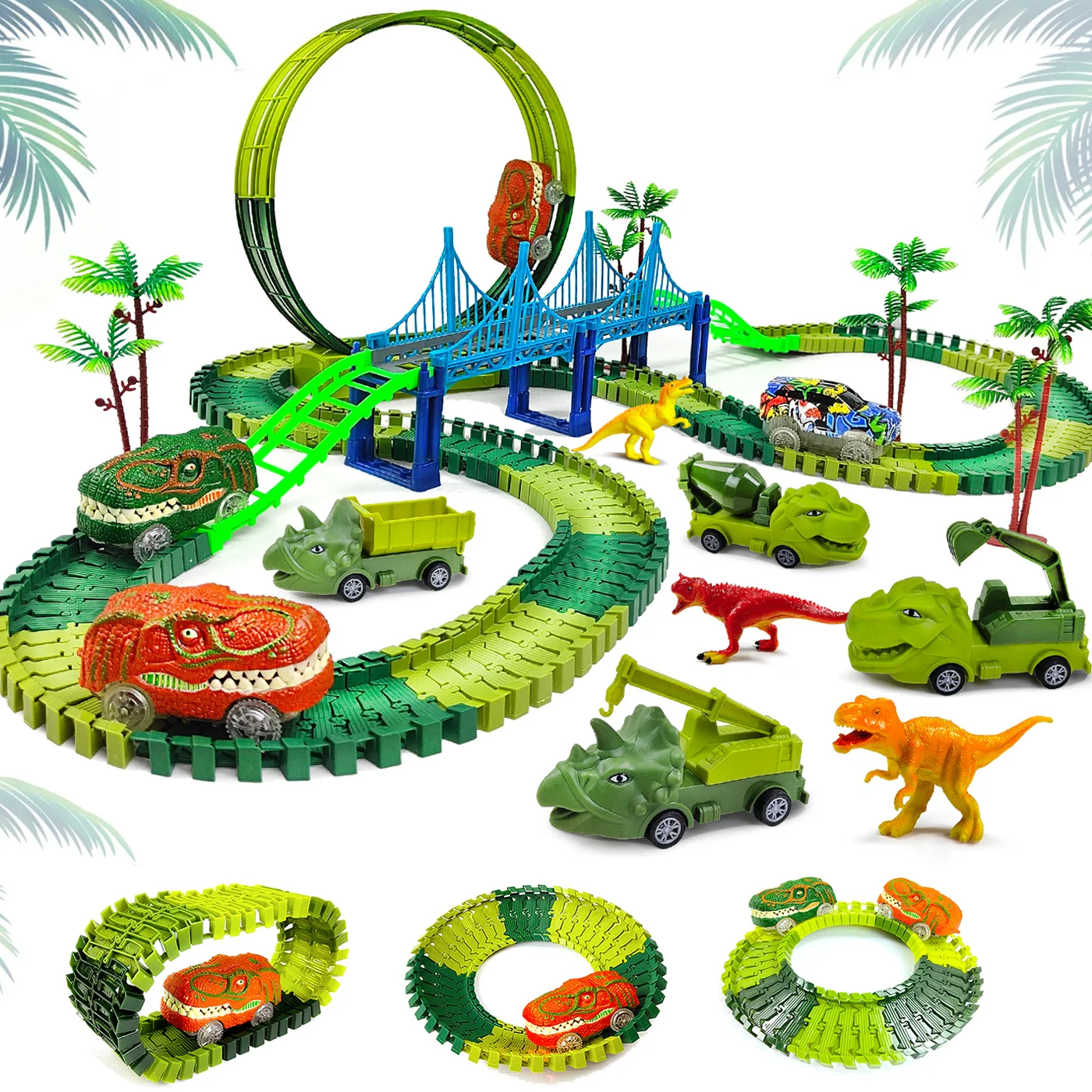 Dinosaur Race Track Toy Set, Create a Dinosaur World, Faixas Flexíveis, Presente para Crianças, Idades 3, 4, 5, 6, Years Old, Meninos, Meninas