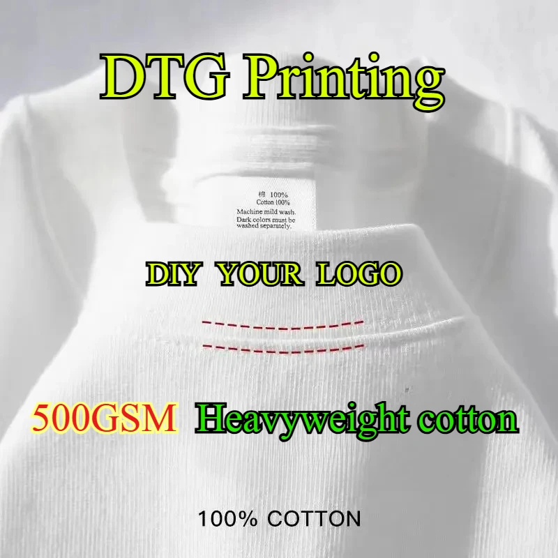 T-Shirt personnalisé DTG imprimant votre conception originale de qualité supérieure 500GSM coton lourd T-shirt d'hiver Logo bricolage T-shirts personnalisés