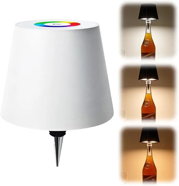 Wireless Bottle Lamp LED Wine Bottle Base Rechargeable Vases Led Light Battery Operated Bar Dining Mushroom Lamp Holder Decor