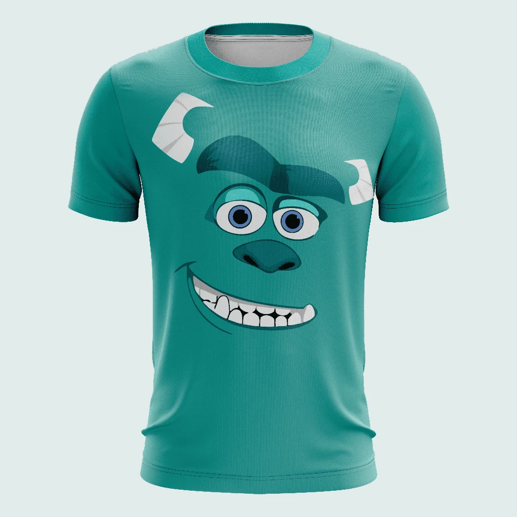 Popular Toy Monster Companies Mike, James, and Abu Fun 3D Printed Big Face Cartoon Family Summer Casual Round Neck T-shirts