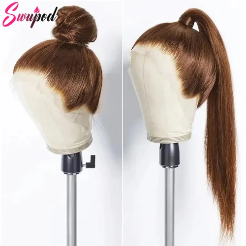 Imagen 2 del producto 250% 360 peluca frontal de encaje completo 13x6 HD 30 pulgadas 13x4 cabello humano Remy recto # 4 marrón chocolate oscuro sin pegamento prearrancado