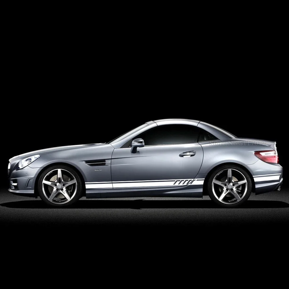 Car Side Skirt Door Stickers Decals for Mercedes Benz A B C E G S R X V CLA  CLk CLS SLK SLC EQC GLA GLC GLE GLS GLK VITO AMG GT view 5