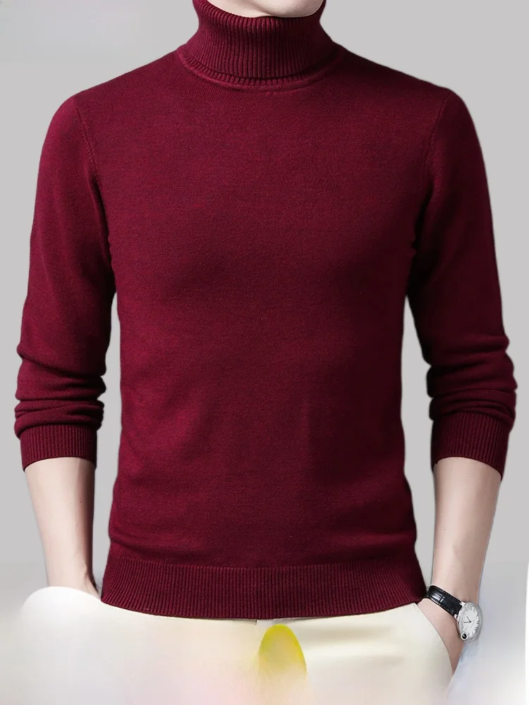 Eordos الرجال الصوف الخالص متماسكة عالية الياقة طويلة Sve رداء علوي غير رسمي منتصف الشباب الكبار ارتداء Busin عادية Sle الشتاء Thiened