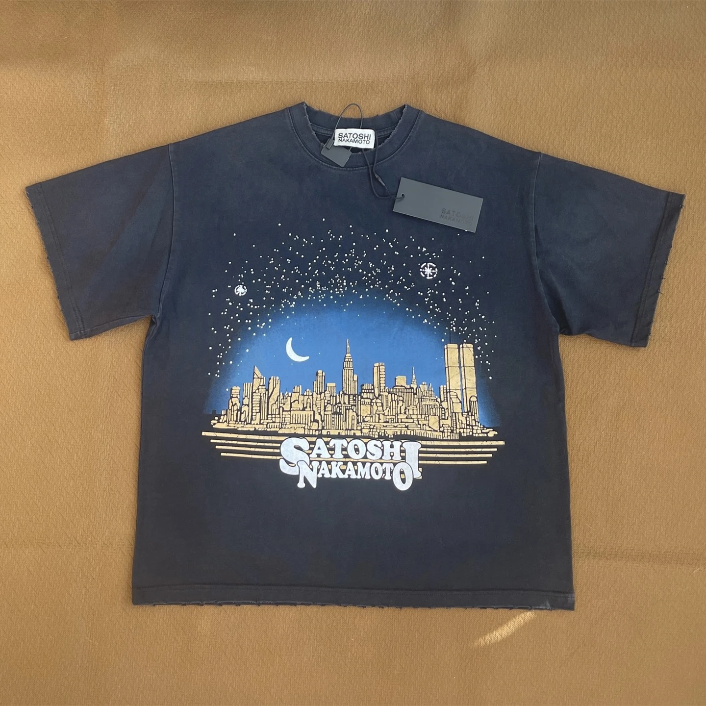Satoshi Nakamoto Hole New York Night Skyline Short Sleeve T Shirt Men Women High Quality Tee Tops T-Shirt