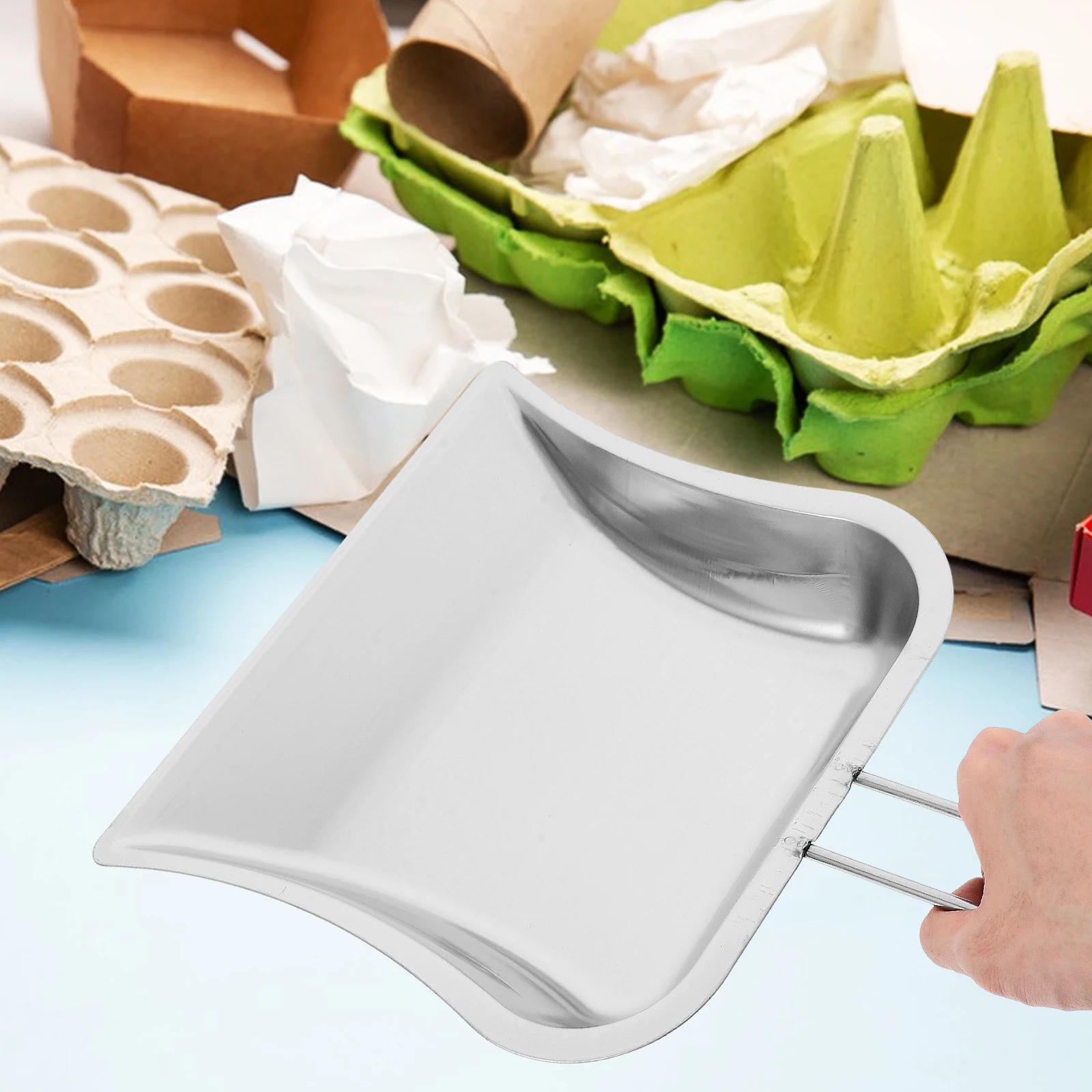 

Stainless Steel Dustpan Table Long Handle Compact for Kitchen Handheld Garage Desktop Garbage Shovel Cleaning Dust-proof