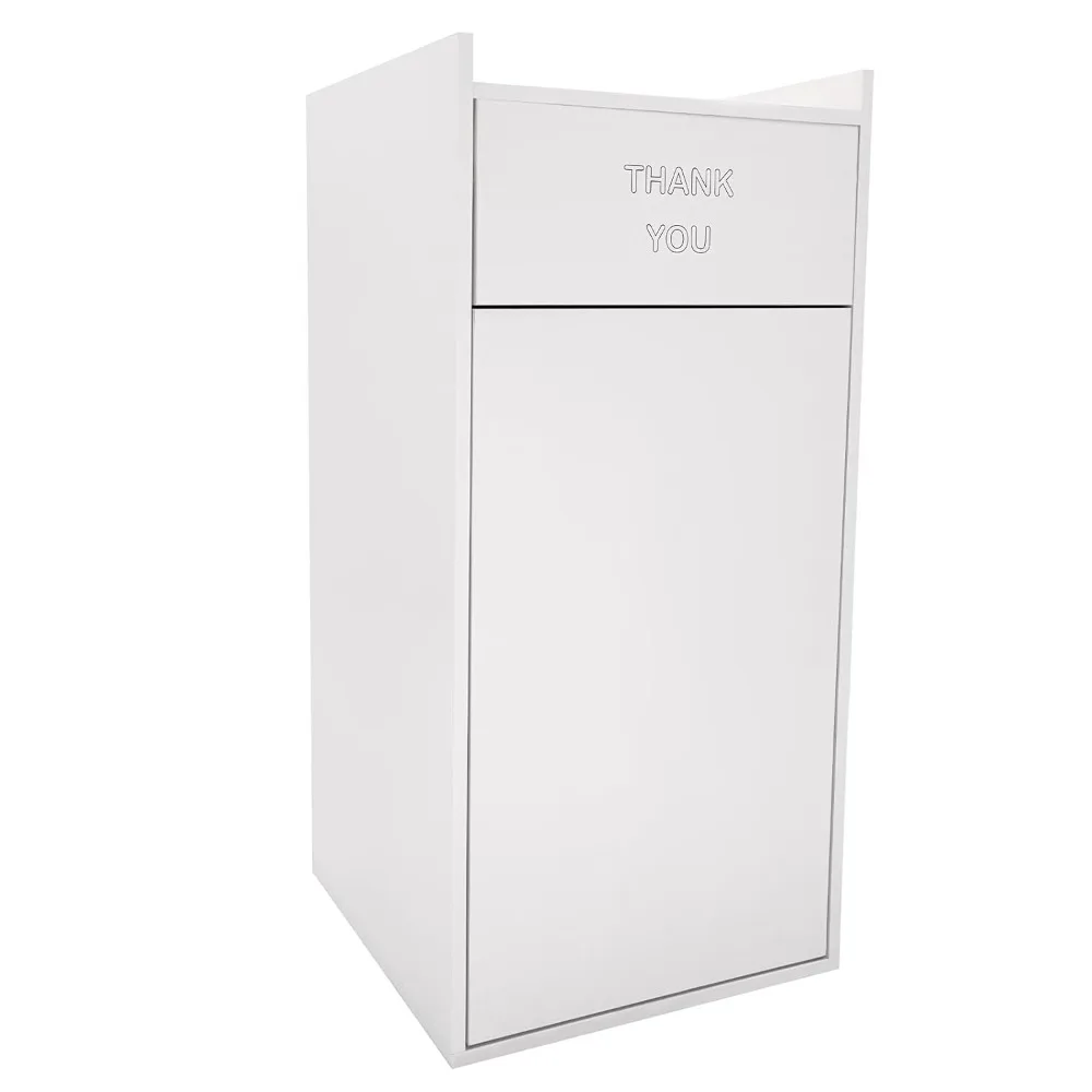 Restaurant Trash Can Cabinet 30L Commercial Trash Can with Foldable Canvas Trash Bag for Restaurants Cafeterias Schools (White)