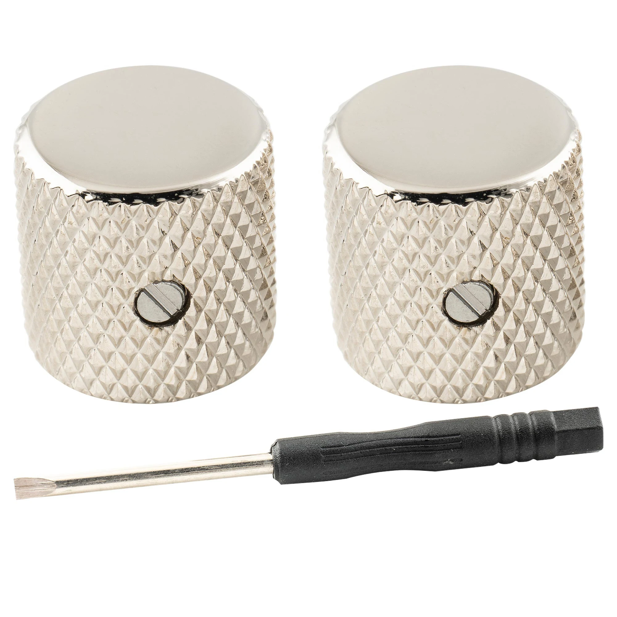 Musiclily Pro 6mm Steel Flat Top Control Knob with Set Screw for Electric Guitar Bass (Set of 2)