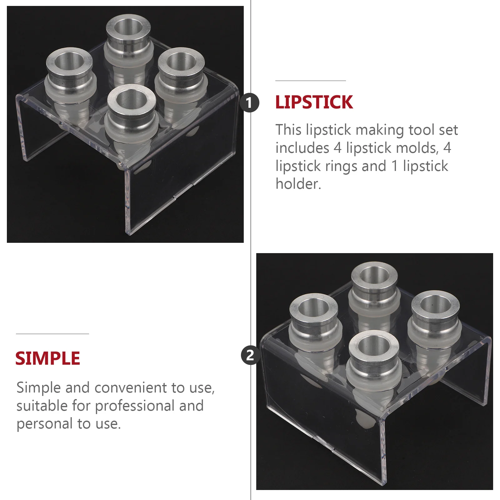 Diy batom 1mm silicone bálsamo labial fazendo ferramenta molde 4 moldes 4 anéis 1 titular ferramenta de bálsamo labial diy artesanal batom molde conjunto