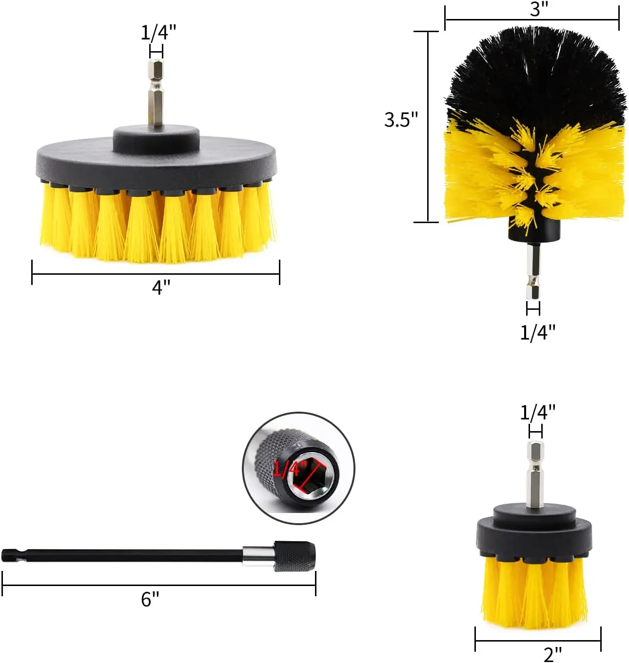 4pcs Drill Brush Attachment Set Drill Scrub Brush for Cleaning Shower Tub Bathroom car (4pcs) image 2