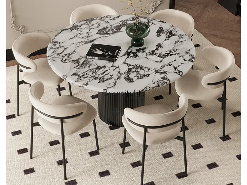 

FG40French Marble round Table Household Chinese Style Modern Light Luxury Stone Simple round Dining Table