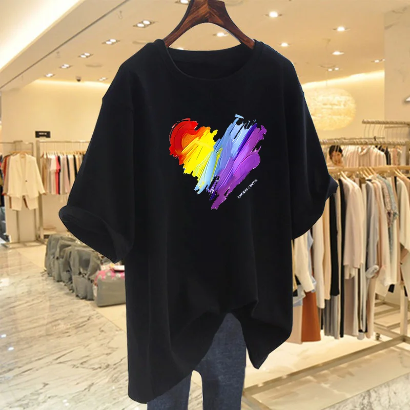 Summer Fashion Cartoon Printed O-neck Top Tee, Loose Casual Short Sleeve T-shirt, Women Clothing 100% Cotton Basic Pullovers