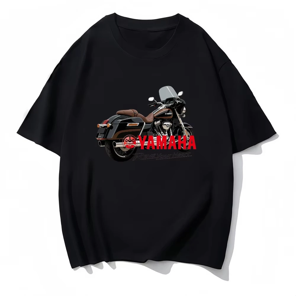 

YAMAHA MOTO Printed T-shirt Summer New Style for Male and Female Motorcycle Enthusiasts Loose Casual Retro Short Sleeve Top