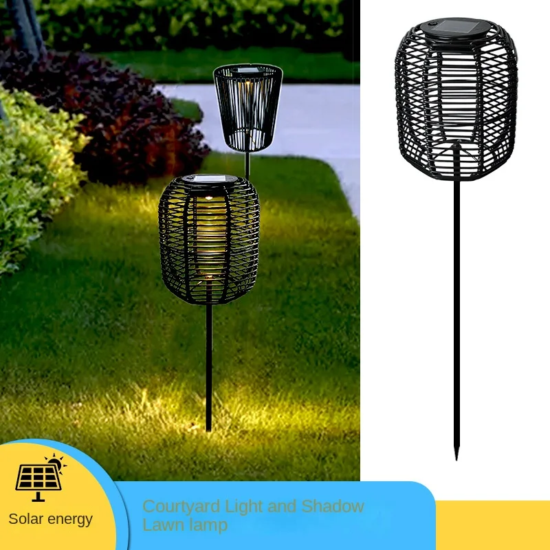 

New Solar Courtyard Light Shadow Lawn Lamp Vine Weaving LED Ground Insertion Lamp Garden Park Community Villa Decoration Lamp