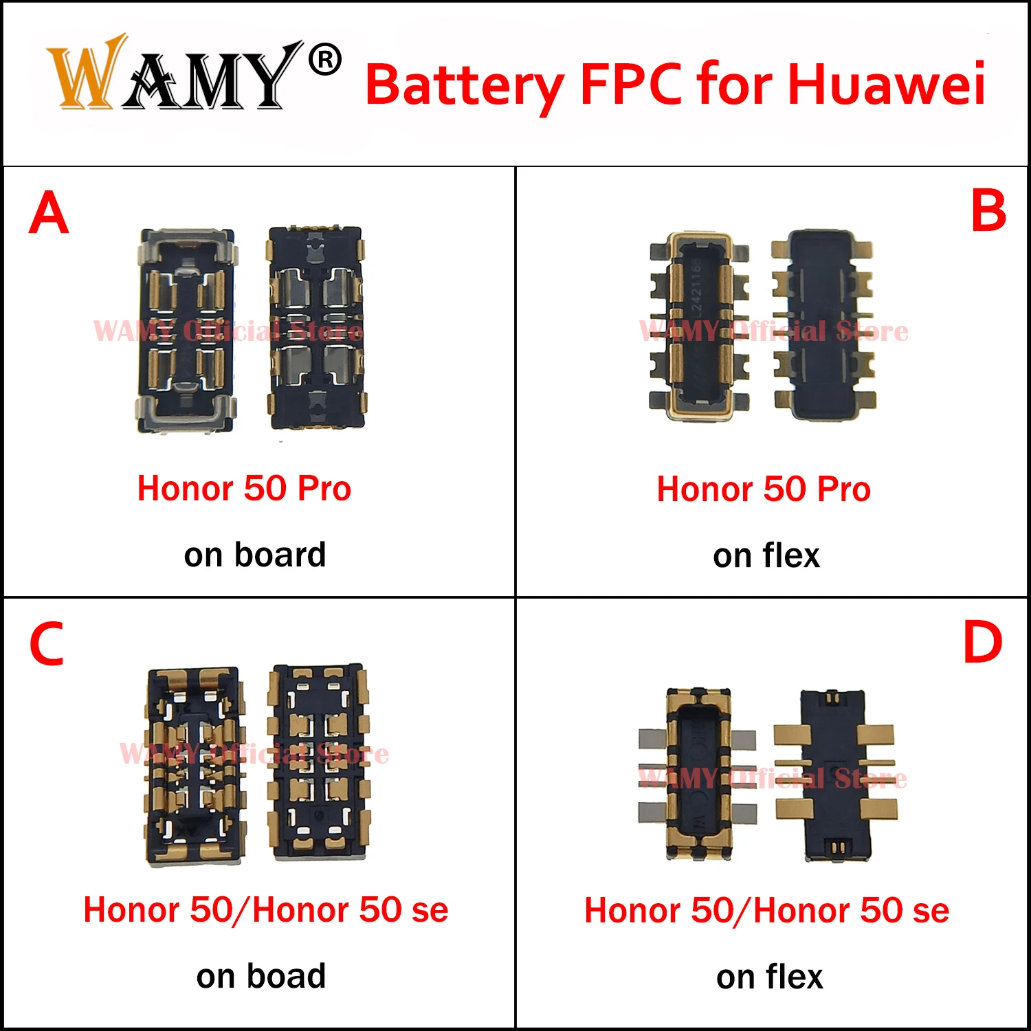 Conector FPC Interno WAMY para Batería en la Placa Base para Huawei Honor 50 Pro/ Honor 50 se/ Honor 50, Contacto de Clip en Cable Flexible
