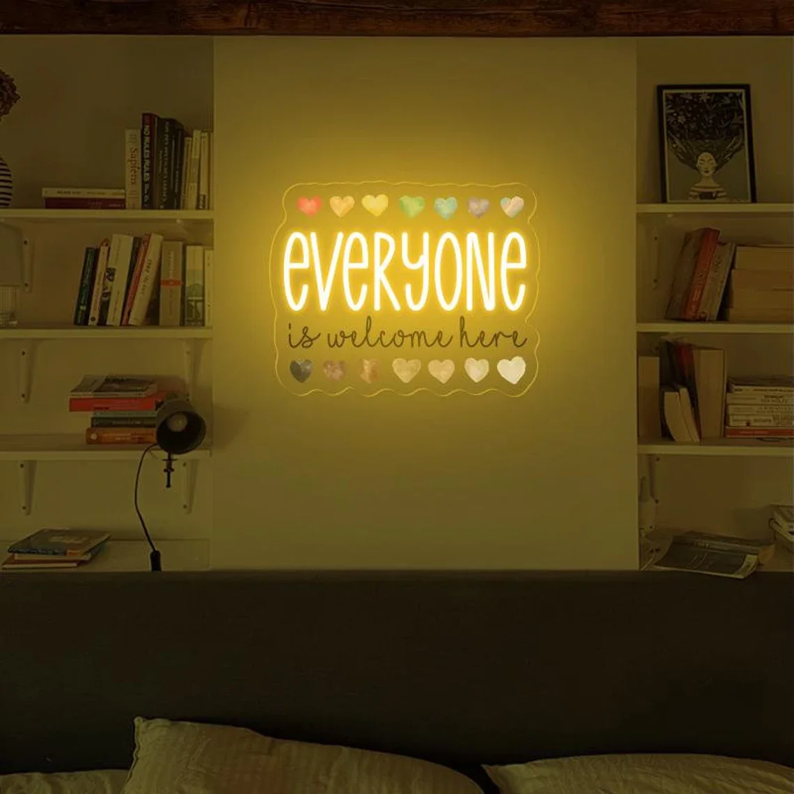 Everyone is Welcome Here Neon Sign, Social Justice Neon, Love Wall Art, Equal Rights Room Neon, Human Rights neon