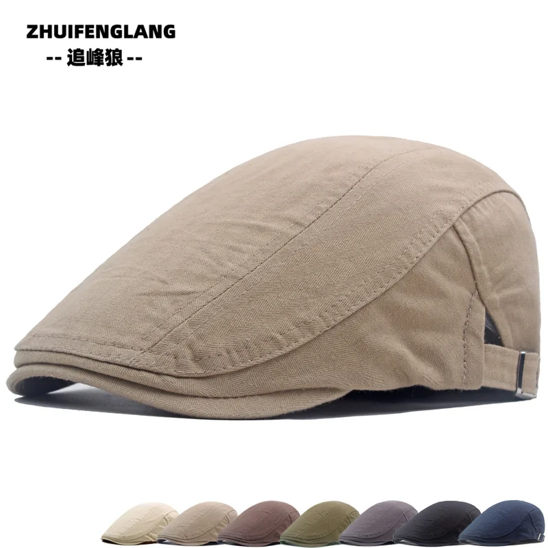 Newsboy Hats for Men Flat Cap Cotton Adjustable Breathable Irish Cabbie Ivy Driving Hunting Beret Vintage Daily