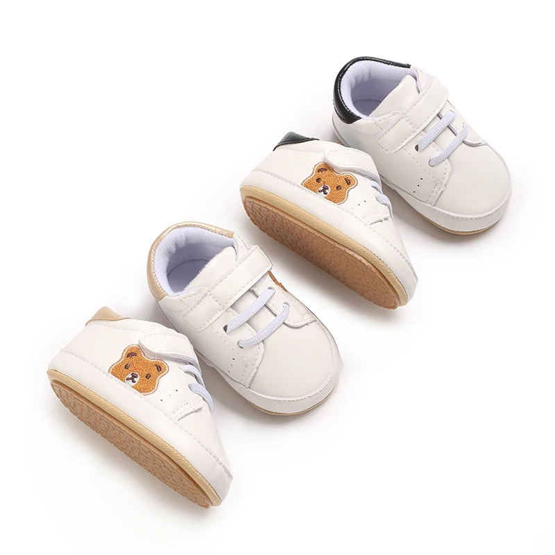 

Cute Bear Rubber Sole Non-Slip Baby Shoes 0 to 18 Month for Toddler Boy and Girl Baby Sneaker Soft PU Leather Baby Casual Shoes