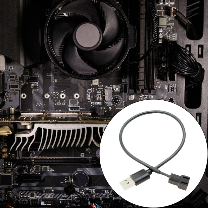 USB To 4Pin PWM 5V To 12V Line USB Sleeved PC Fan Power Adapter Connector CPU Fan Power Extension Cable Converters Replacement