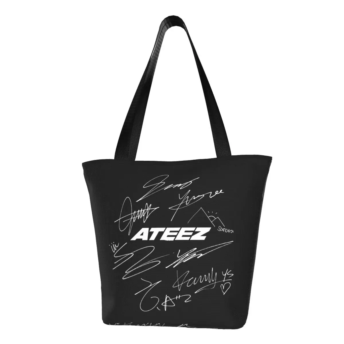 

A-ATEEZS Logo Shopper Bag Kpop Graphic Shopping Bags Lady Elegant Tote Bag Cloth Work Female Handbags Xmas Gift