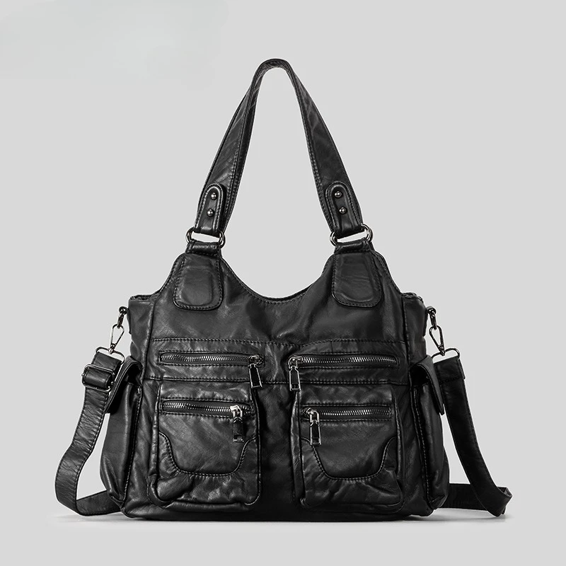 

Vintage Punk Shoulder Bags Pu Leather Shoulder Crossbody Bags Large Capacity Luxury Tote Bags Travel Commuter Bag