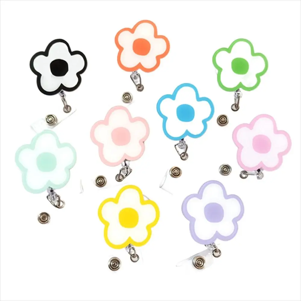 Flower Nurse Badge Reel Name Tag Work Card Retractable Badge Holder Exhibition Card Acrylic Easy Pull Buckle Hospital Use