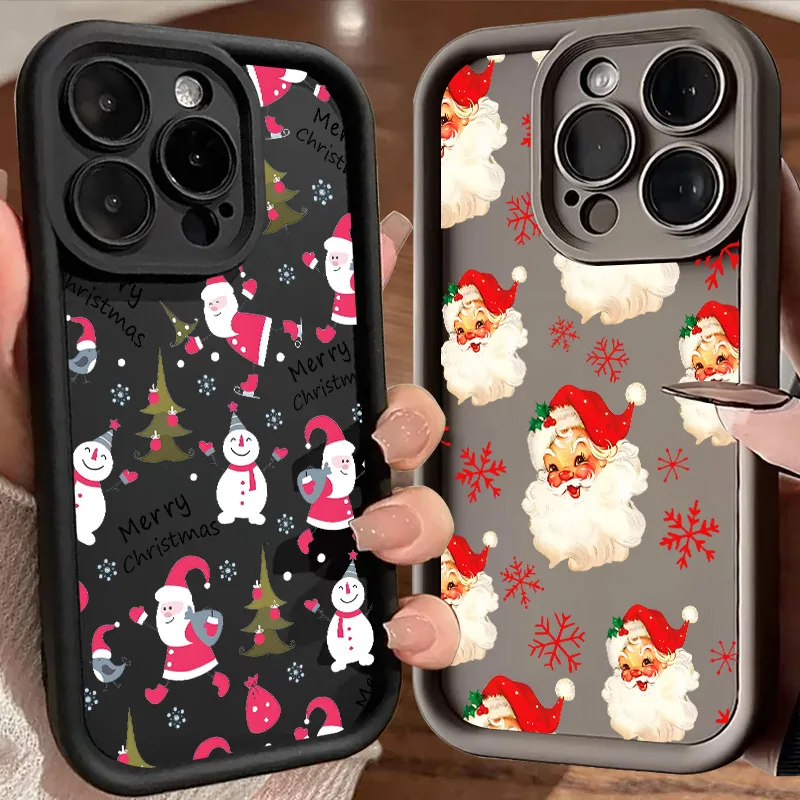 

Christmas Santa Claus Soft Silicone Case For iPhone 17 11 15 16 13 Pro Max 14 Plus 12 16 17 Pro 16E 17AIR Shockproof Phone Cover