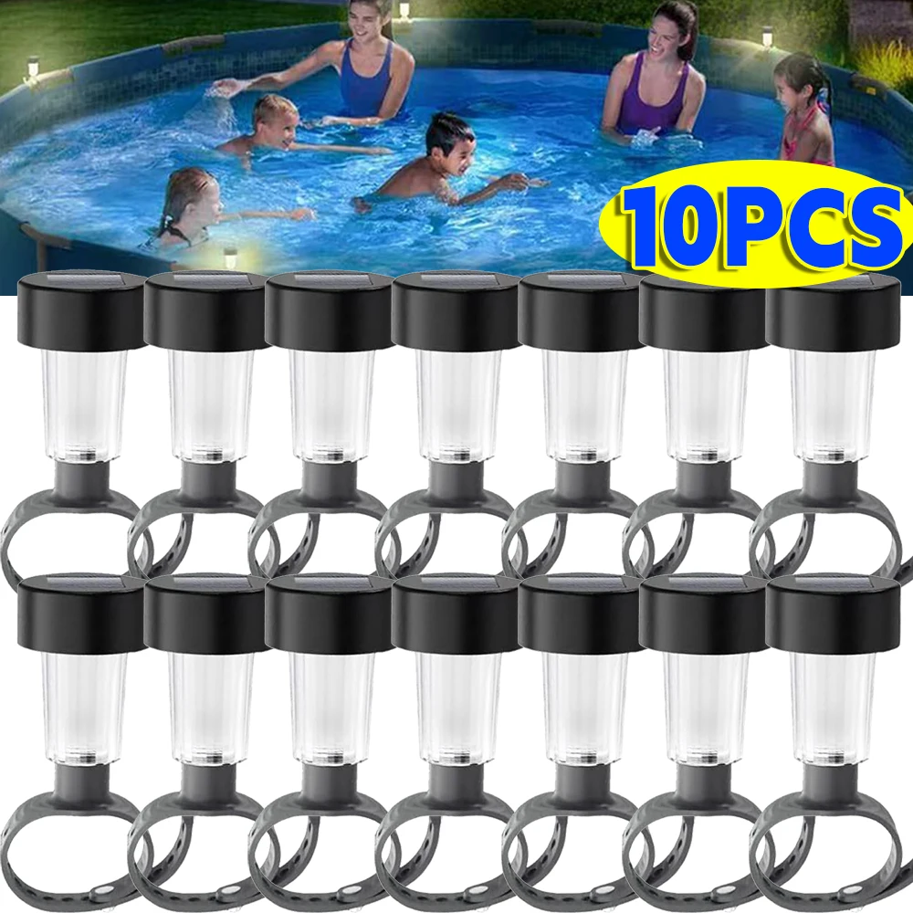 1/10Pack Solar Fence Lights Outdoor Weatherproof Swimming Pool Fence Hanging Accessories Backyard Garden Patio Night Lights