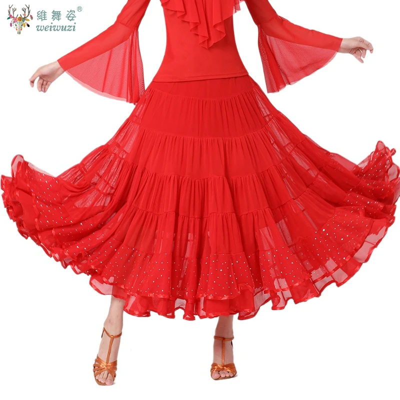 Flamenco Big Swing Skirt Dress Women Lady Red Stage Performance Costume Ballroom Waltz Dancewear Tango Flamenco Dancing Costume