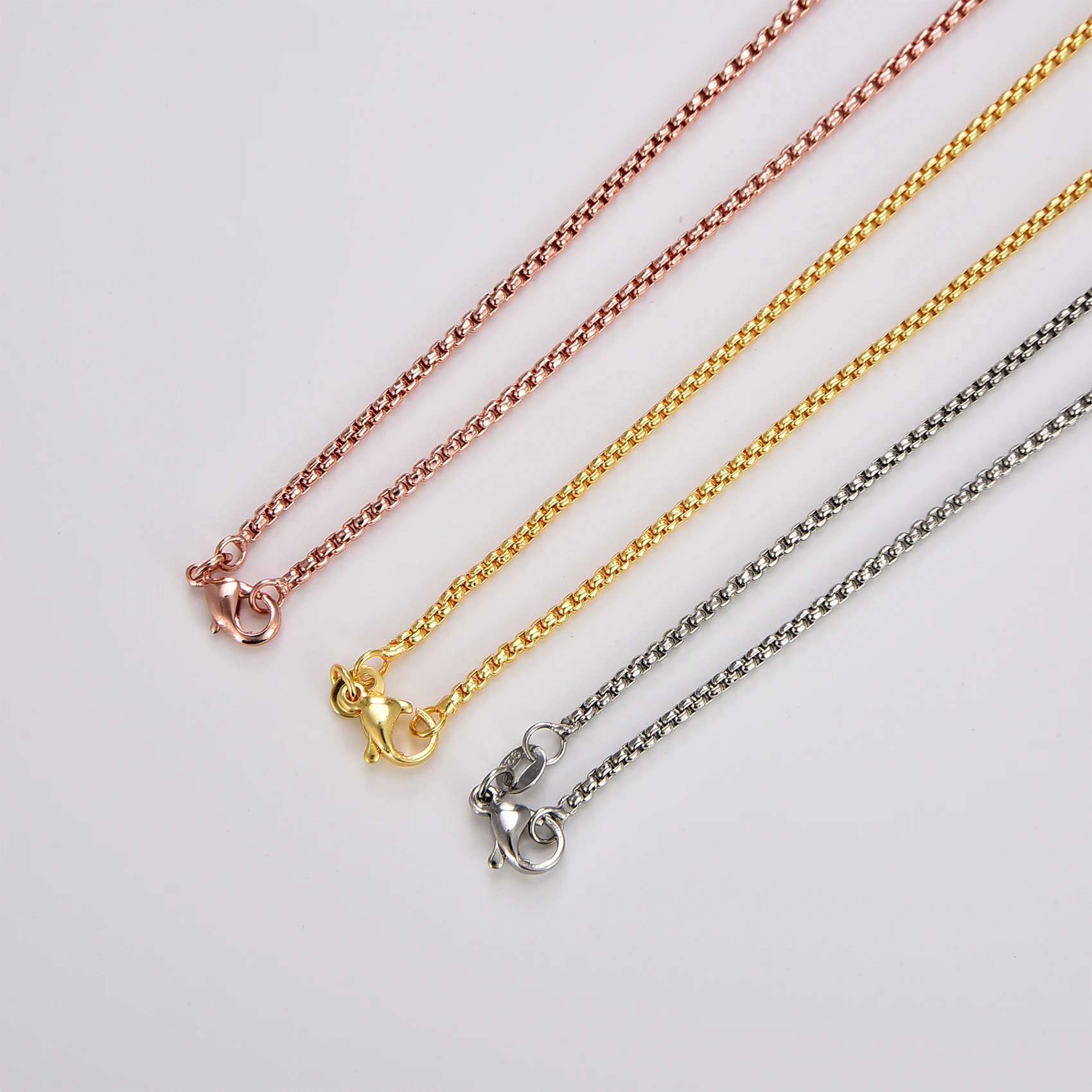 6 Pieces Necklaces for Women Rose Gold/Silver Colour Vintage Clavicle Chains Diy Jewelry Match with Pendant Connection Clasp