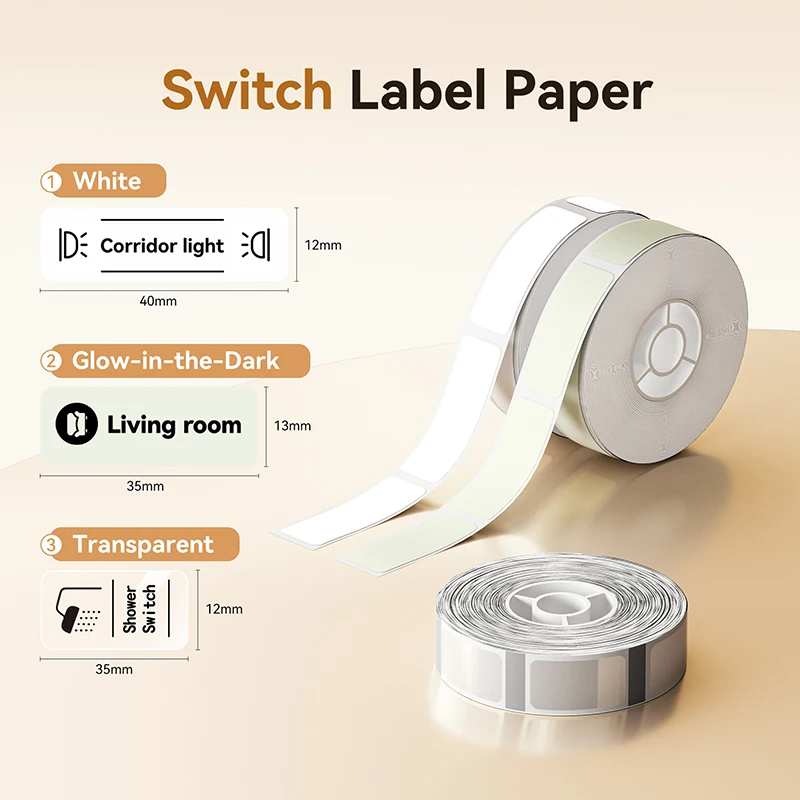 3 rollen/set Niimbot thermisch etiketpapier, waterdicht, krasbestendig, geschikt voor D110, D11, D101, H1, H1S smart-etiketprinters.