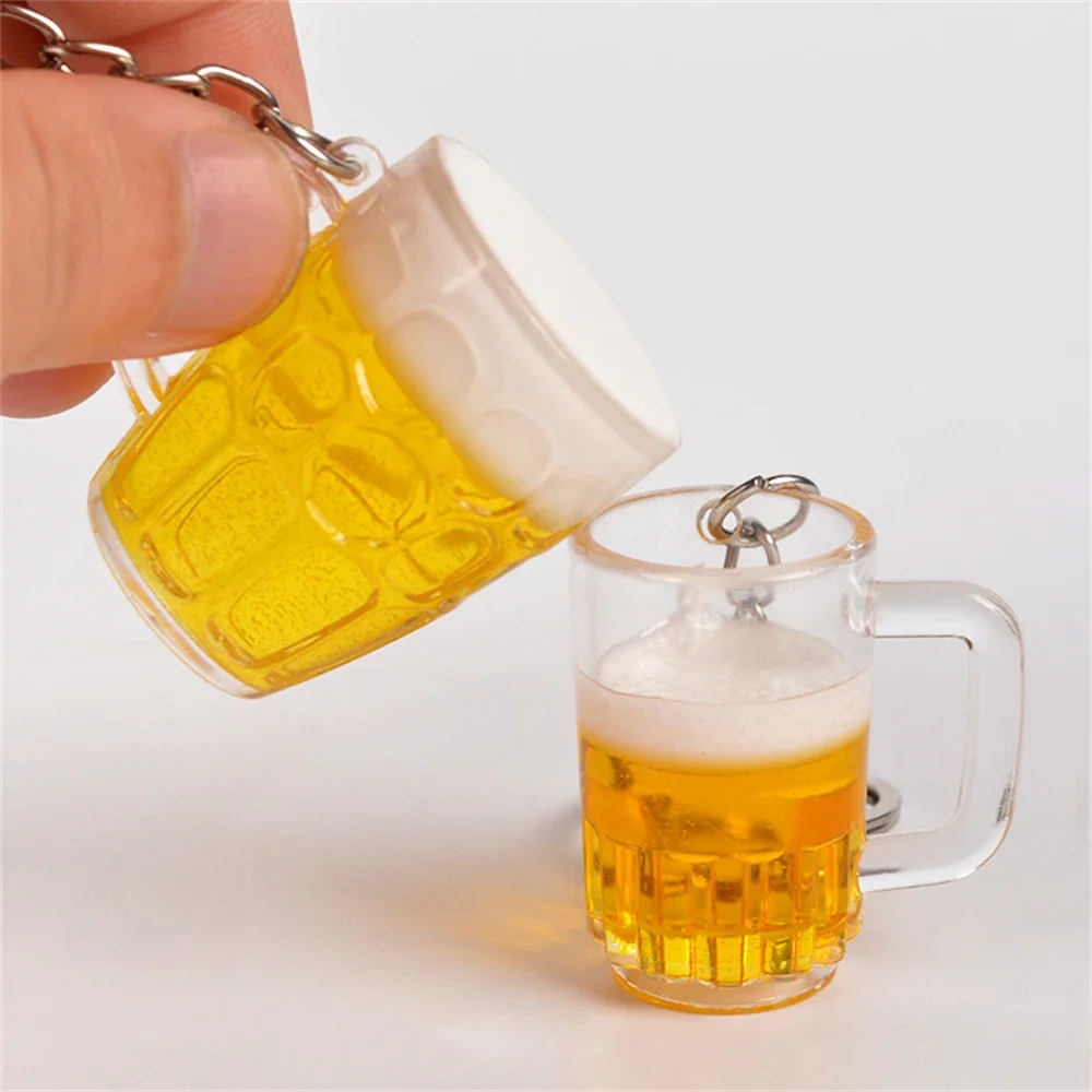 Creative Simulation Beer Mug Key Chain Champagne Cup Key Ring Couple Bag Pendant Accessories for Men Women Oktoberfest Gifts