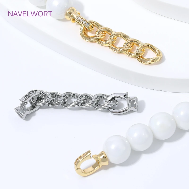 18K Gold Plated Twisted Rope Jewelry Clasp,Brass With Zircon Connector Clasps For Jewelry,DIY Bracelet Necklace Making Supplies