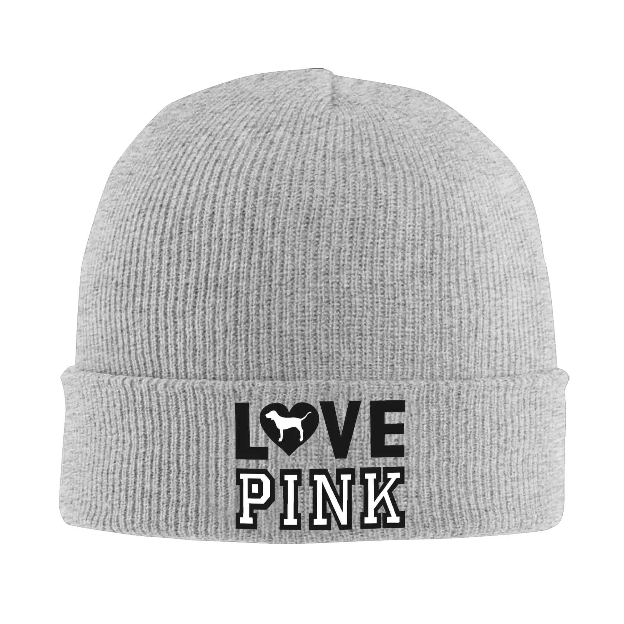 

Розовая теплая вязаная шапка Love, зимняя вязаная шапка с капюшоном, шапки Skullies, шапки в стиле хип-хоп для унисекс