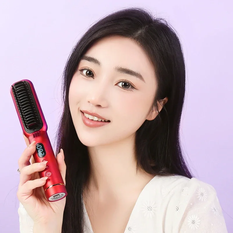 New Charging Negative Ion Wireless Straight Hair Curly Hair Dual-purpose Anti Scalding 3-speed Adjustment for Long Battery Life