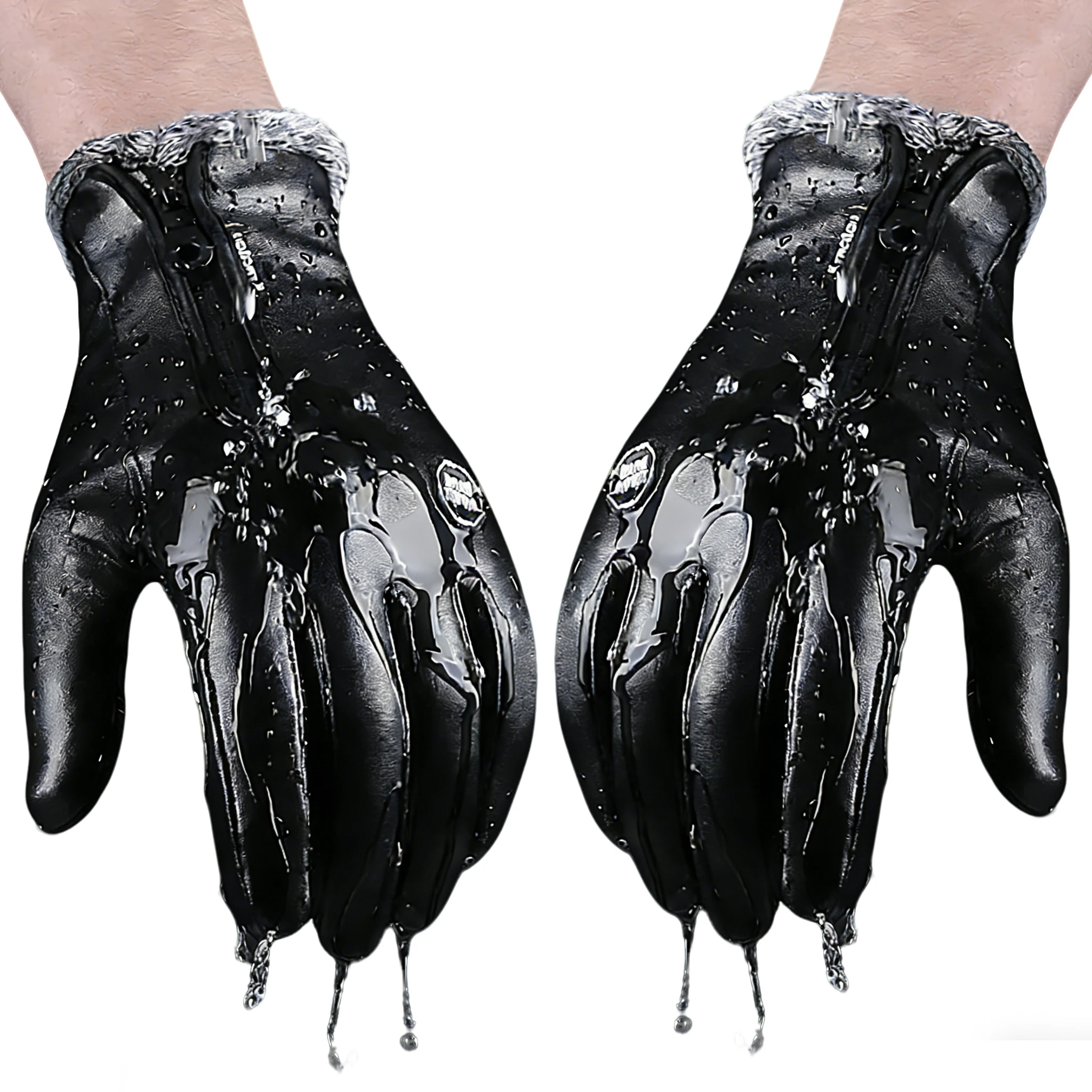 

Kyncilor Men's Winter Gloves Cycling Black Gloves Velvet Men Touch Screen Gloves For Sports Thermal Climbing Leather Gloves