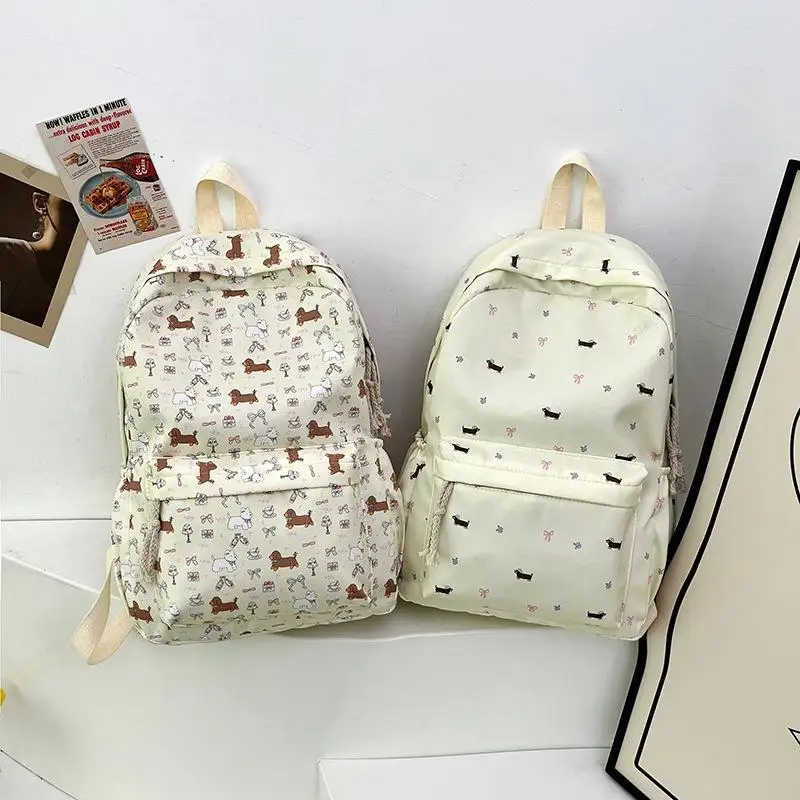 

Fashion Nylon Cute Dog Backpack Large Capacity Handbag Students School Bag Korean Style Storage Bag Shoulder Bag Outdoor