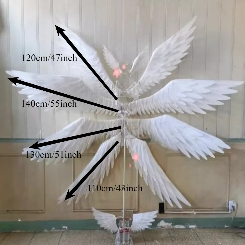 12-Winged White Angel Wings Dance Props – Elegant Swan Simulation Feathers for Photo Shoot, Cosplay, and Decoration
