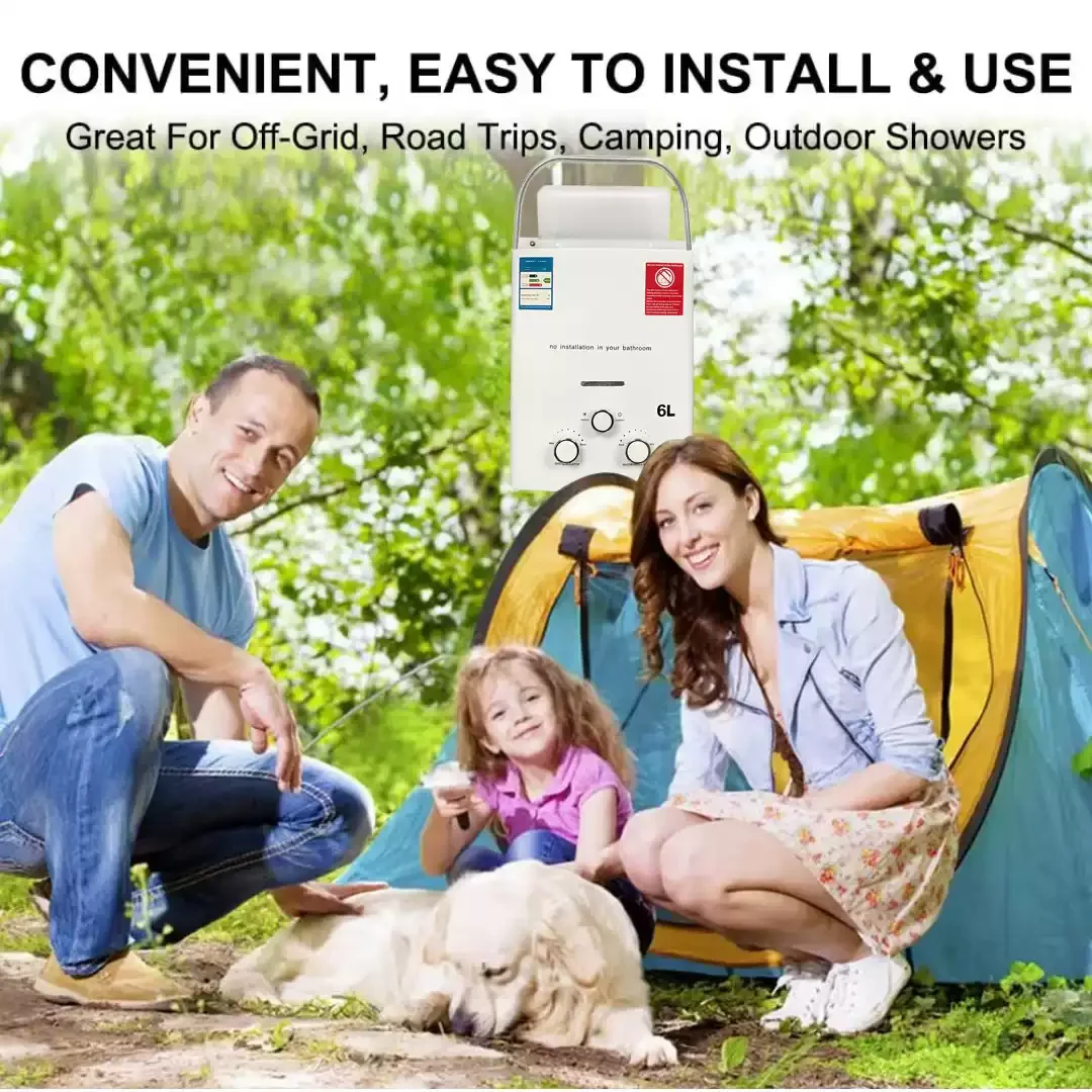 Gas Propane Tankless Heater for Outdoor Camping Shower - Portable 6L RV Water Heater