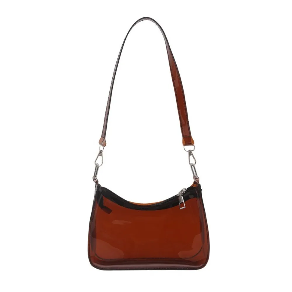 

Fashion Jelly Color PVC Transparent Shoulder Bag Clear Zipper Crossbody Bag Square Korean Style Handbag Girl