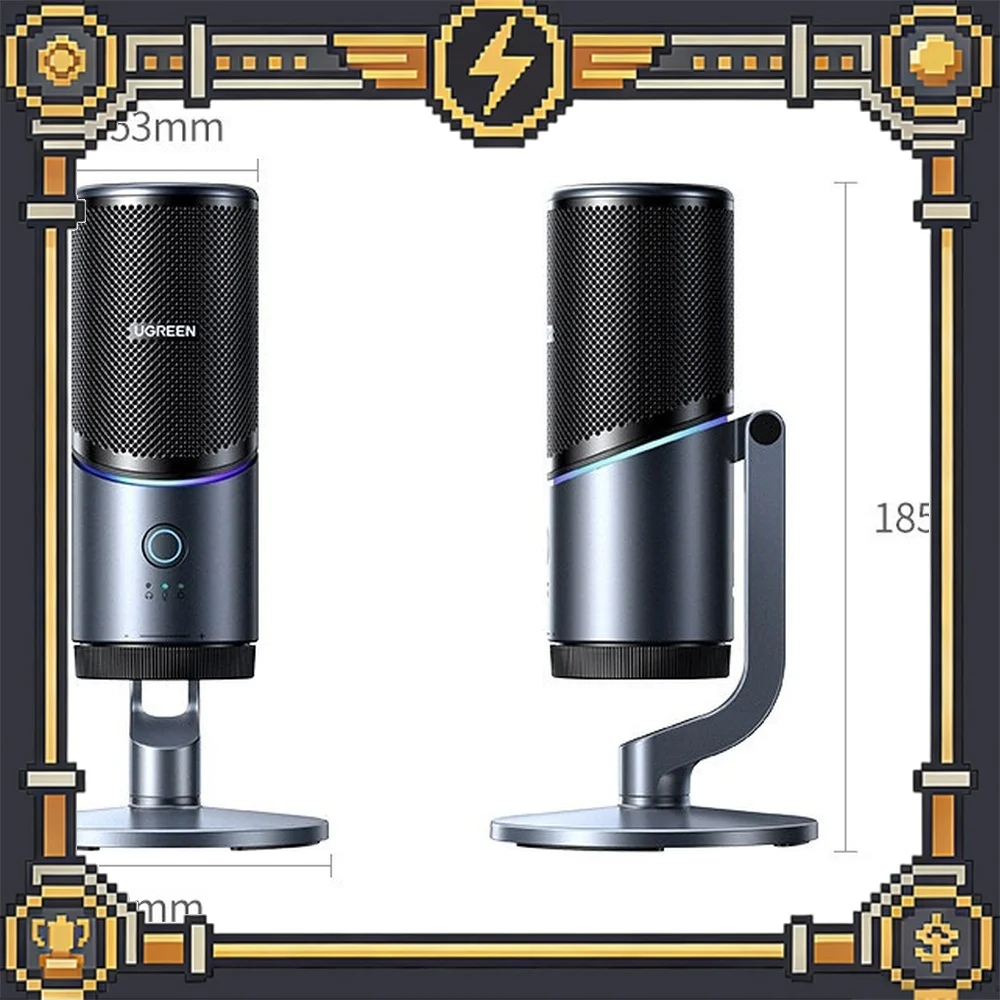 UGREEN CM769-35629 USB Condenser Microphone Desktop Stand DSP Noise Reduction 96kHz RGB for PC