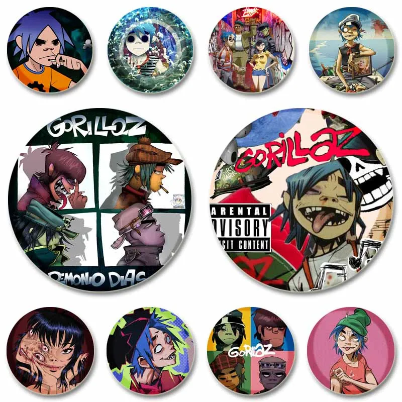 Virtual Band Gorillaz Button Pins Funny Cartoon Boy Brooch Lapel Badge for Backpack Hat Jewelry Accessories Gift for Kids Friend